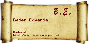Beder Edvarda névjegykártya